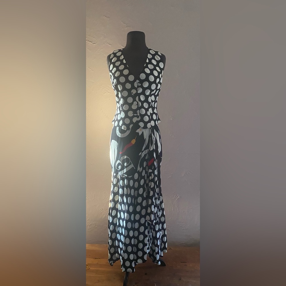Vintage 90s Moschino Cheap and Chic "Superstition" Polka Dot 2-Piece set - Picture 3 of 16